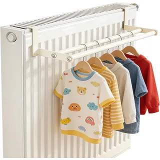 Handtuchhalter Heizkörper, Handtuchhalter Heizung ohne Bohren, Rostfrei Handtuchstange, Heizkörperregal Einhängen für heizkörper (Weiß)