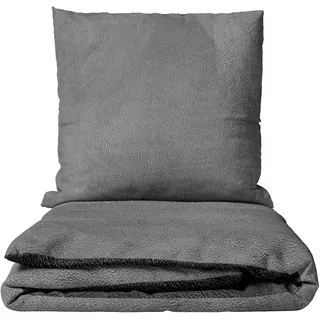 Leonado Vicenti Winter Bettwäsche Thermo Fleece Uni Flauschige Wendebettwäsche Set warm Bezug kuschelig, 2teilig, 155x200 cm
