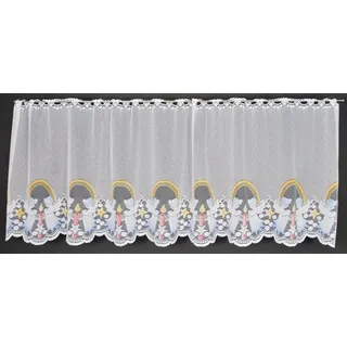 Gardinen Kranzusch Scheibengardine Weihnachten Engel Kerze (1 St), Stangendurchzug, transparent, Stablöcher,transparent bunt|weiß 63.0 cm x 50 cm