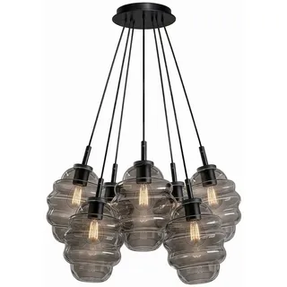 s.luce Pendelleuchte s.luce Echos Glas-Pendelleuchte Cluster 7-flammig 7x18cm Rauch schwarz
