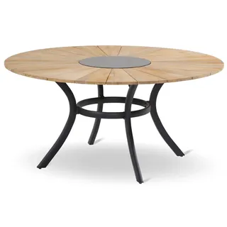 Hartman Provence Esstisch, xerix/Natur, Alu/Teak, Ø150cm, inkl. Eiskühler