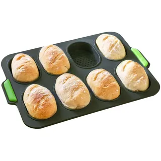 Yeeda -Brotbackformen - Ovale kleine Brotpfännchen für selbstgebackenes Brot,8-Gird-Silikon-Brotpfannen, perforierte -Brotpfannenform zum Backen von hausgemachtem -Brot, Brötchen, Laib