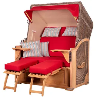 bene living bene,iving Strandkorb Komplettset Schaalsee Teak PE grau Modell 585
