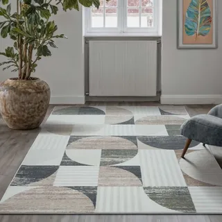 Kurzflorteppich TaraCarpet Empire Retromuster absolut Modern fürs Wohnzimmer Schlafzimmer blau 160x230 cm