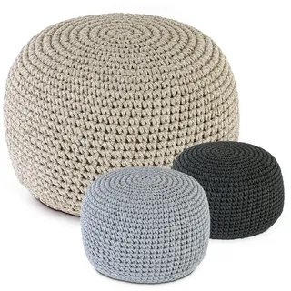 Amagohome Sitzhocker Bodenkissen Pouf Ø55 H37 Mohar Sitzhocker Sitzpouf waschbar nachfüllba, Bezug abnehmbar u. bei 30° Feinwäsche waschbar! beige