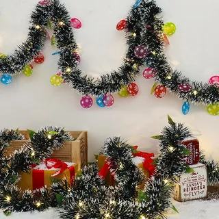 Weihnachtsdeko Girlande 5M Weihnachtsgirlande mit 50LED Weihnachtsdeko Lichterkette Tannengirlande Künstlich Weihnachten Deko Weihnachtskranz Lichterkette Weihnachtsdeko für Innen und Außen (Grün)