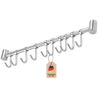 Intirilife Hängeleiste für die Küche aus Edelstahl mit 10 Haken - 52.6 x 3.4 x 2.2 cm Kochen, Küchenhelfer, Sonstige Küchenhelfer
