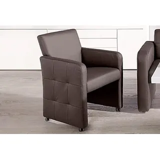 Esszimmersessel EXXPO - SOFA FASHION "Barista, Loungesessel auf Rollen mit hoher Bodenfreiheit", braun (schoko), B:64cm H:90cm T:72cm, Carabu (50%Polyester, 35%Polyacryl, 15%Polyamid);Kunstleder;NaturLeder, Sessel, Esszimmersessel, Sessel Barista Clubsessel auf Rollen, schmale Armlehnen