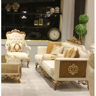Xlmoebel Polstergarnitur Elegante Wohnlandschaft mit stilvollen Sofas und Sesseln, (3-tlg., 2x Sofas + Sessel), Hergestellt in Europa beige