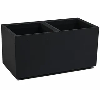 ONDIS24 Pflanzkübel Caro Beton Optik Blumenkübel mit Rollen aus Kunststoff 100% Recycled, frostsicher und UV-beständig schwarz 72 l | 78 cm x 39.4 cm x 39 cm