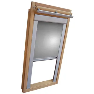 Verdunkelungsrollo THERMO Alu-Rückseite für VELUX Dachfenster TYP GGL/GPL/GHL - 206 - Farbe Silber-Grau - mit Aluminium Seitenschienen - KLICK Montage