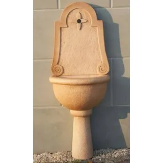 Casa Padrino Jugendstil Wandbrunnen Beige 53 x 36 x H. 140 cm - Eleganter Gartenbrunnen - Gartendeko Stein Brunnen - Barock & Jugendstil Garten Deko Accessoires
