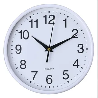 Wanduhr, 20cm Runde Wanduhr, Minimalistische, Leicht Ablesbare Lautlose Batteriebetriebene Runde Wanduhr, Dekorativ Innen Küche Büro(Weiß)