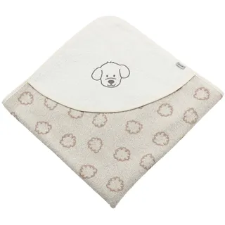 Sterntaler Kapuzenbadetuch 80x80 cm Hund Lucky - Badetuch mit Stickerei - Babyhandtuch mit Kapuze aus saugfähiger Baumwolle, Ecru