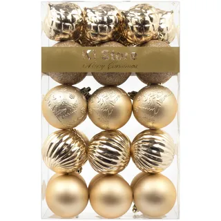 Busybee weihnachtskugeln 30 Stücke 6CM Ornamente für Weihnachtsbaum Champagner Christbaumkugeln Weihnachtsdekoration Kugeln Plastik Kunststoff