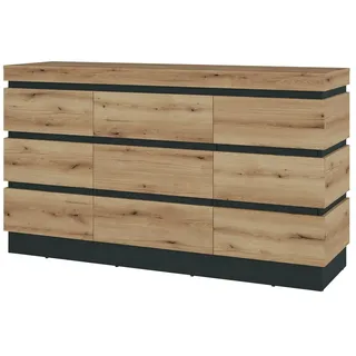 Die Möbelfundgrube Sideboard Corte 161 x 93 x 45 cm Kosmos grau / Eiche