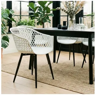 Idimex Esszimmerstuhl Madeira Kunststoff schwarz/weiß 4er Set