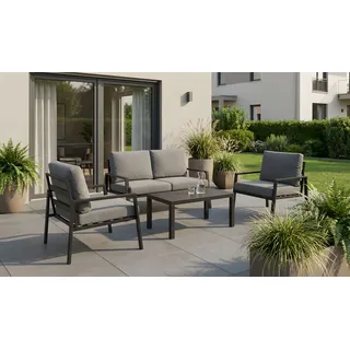 Loungegarnitur Aluminium Split – Gartenmöbel aus Aluminium, anthrazit – 4-teiliges Loungeset – Terrassenmöbel für Garten & Terrasse