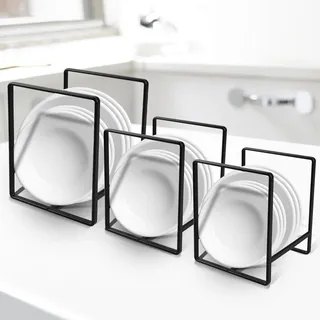 PRITOK Tellerhalter Ständer 3 Stück Teller Organizer, Tellerständer, Abtropfgestell Geschirr, Multifunktion Organizer für Küchenschrank, Aufbewahrungsplatten, Arbeitsplatte und Schrank