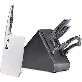 WILDMOK Küchenmesserset 6-teiliges Messerset mit Block Ultrascharfes Edelstahl Asiatisches Messerset mit ABS-Griff Kochmesser-Besteck-Set Geschenk