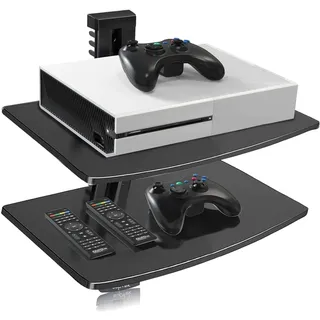 Wandregal Multimedia Glas Regal für TV, Spielkonsolen und Geräte, Schwarz, 2 ...