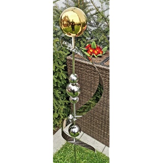 Jürgen Bocker - Gartenambiente Gartenstecker Beetstecker Merkur Edelstahl Kugel gold poliert 150 cm Gartenstecker