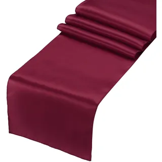 Sourcing Map Satin-Tischläufer, romantischer Seiden-Tischläufer, glatte Stoffdekorationen für Hochzeit, Esszimmer, Geburtstagsparty, 30,5 x 274,3 cm, Weinrot, 2 Stück