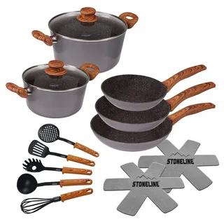 STONELINE® Back to Nature Kochgeschirr-Set, 14-teilig, mit Deckeln, Töpfe & Pfannen Induktion geeignet