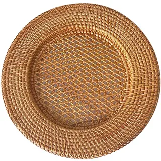 Fenteer Runder Rattan-Platzteller, rustikale Babypartys, Feiertagstreffen für formelle Dinnerpartys, Serviertablett für Kleinigkeiten und Snacks