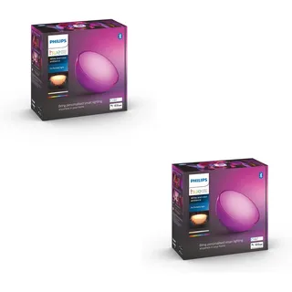Philips Hue LED Tischleuchte Doppelpack Go Akku-Tischleuchte White & Color Ambiance, Abschaltautomatik, Bluetooth, Dimmfunktion, Einschlafhilfe, Farbsteuerung, Farbwechsel, Leuchtdauer einstellbar, Memory, nach Trennung vom Netz, RGB, Smart Home, Softlichtstart, Tageslichtsensor, Timerfunktion, Weckerfunktion, erweiterbar, LED fest integriert, RGB, App‐ & Sprachsteuerung, smart steuerbar weiß