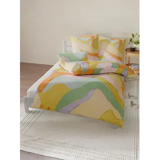 Bettwäsche HEINE HOME Gr. 1, bunt (vanille, limone, bedruckt), B/L: 135cm x 200cm, Renforcé, B/L: 80cm x 80cm, 2 tlg., Renforcé, 100% Baumwolle, Bettwäsche, Bettwäsche