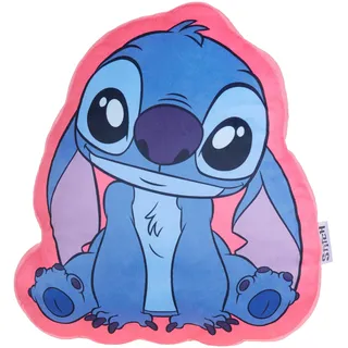 Disney Stitch Kuscheltier Plüsch Kissen, 3D Deko Kissen, Weiches Kuschelkissen für Sofa oder Bett, Geschenke für Kinder (Blau/Rosa Stitch)