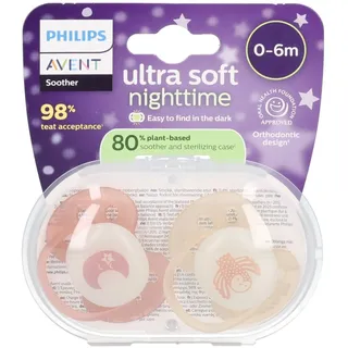 Philips Avent Fopspeen +0m Soft night terracotta/perzik 2 St Sauger