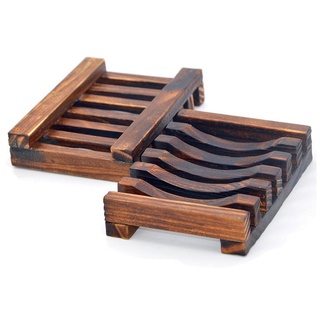 Medifier Seifenschale aus natürlichem Holz, handgefertigt, für Schwämme, Schrubber, Seife (vertikaler Stil), 2 Stück