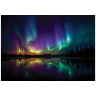 WallArena Fototapete Nordlicht Natur, Bunt 200x140 cm,