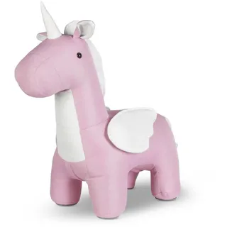 Zoosy Einhorn Tierhocker Pinky - Kindersitz, Spielelement & Deko in Pink/Weiß - 82 cm x 69 cm x 34 cm - Kunstleder