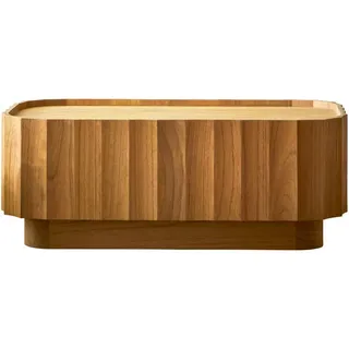 Tikamoon Couchtisch, Natur, Holz, Oval, 100x38x55 cm, Wohnzimmer, Wohnzimmertische, Couchtische