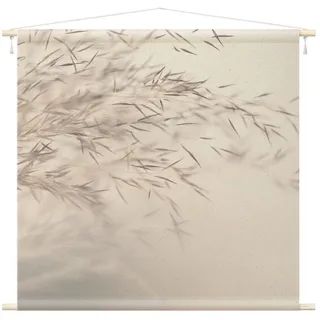 Bilderdepot24 Wandteppich modern Landhaus Gräser beige, quadratisch, Höhe: 2.6 mm, großes Wandbild aus Natur-Baumwolle Wandbehang Stoffbild Tuch Wollseil beige quadratisch | 110 cm x 110 cm x 2.6 mm