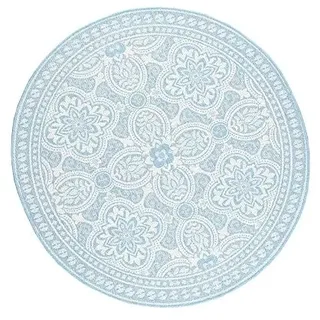 In- & Outdoor Teppich Rund - Summer Oriental Hellblau - Ø 100cm | Wetterfest - Polypropylene - Kitchen - Terrasse teppich - Outdoor rug