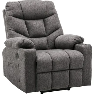 MCombo Fernsehsessel 7286 Stoff 85 x 100 x 94 cm Grau elektrisch mit Relaxfunktion
