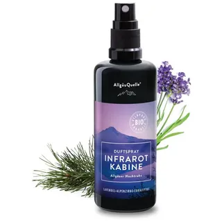 Allgäuquelle Raumduft Bio Infrarotkabinen-Spray Allgäuer Nachtruhe Raumduft (1 x 100ml), mit Lavendel, Zirbelkiefer und Eukalyptus