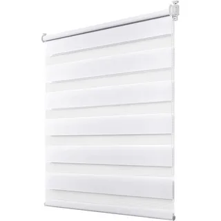Doppelrollo Fensterrollos Ohne Bohren, Vkele, 130cm/160cm, klemmfix,klemmträger, Sonnenschutz, Lichtdurchlässig und Verdunkelnd. weiß 30 cm x 130 cm
