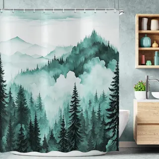 Solidchoice – Duschvorhang, Türkis, "Mistwoud" – 180 x 200 cm - Türkis