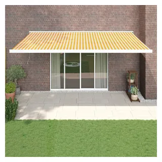 furnicato Markise Einziehbare Gelenkarmmarkise 5x3 m Gelb und Weiß mit Aluminiumrahmen UV-beständiger Sonnenschutz mit Fernbedienung für die Terrasse bunt|gelb 300 cm x 500 cm