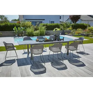 Sunfun Gartenmöbel-Set Maja Stone/Annika  (9 -tlg., Sintered Stone/Aluminium/Stahl/Kunststoff, Tischplatte ausziehbar, Anthrazit/Grau)