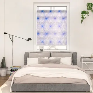 Lichtblick Plissee Klemmfix 100 x 130 cm Flower wheel - Blau