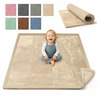 BabybeFun Krabbelmatte Baby - kuschelig weich - 3cm Dicke Spielmatte - schützt vor Stößen - Teppich Kinderzimmer 180x200cm - rutschfeste Schaumstoffmatte - Spielteppich Kinder - Krabbeldecke warm