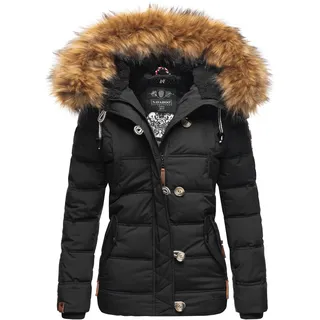 NAVAHOO Damen Stylische Winterjacke Steppjacke mit Kunstpelz Kapuze Zoja