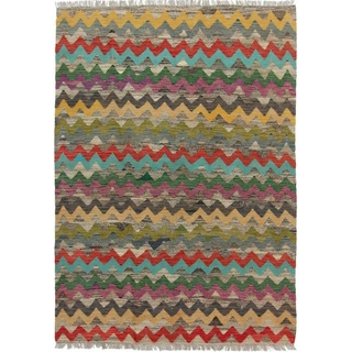 Orientteppich Kelim Afghan 164x236 Handgewebter Orientteppich, Nain Trading, rechteckig, Höhe: 3 mm grün