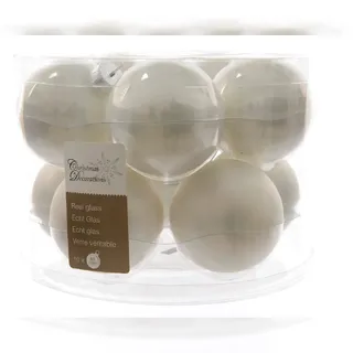 Kaemingk Weihnachtsbaumkugeln Glas 6 cm 10 Stück winterweiß emaille/matt